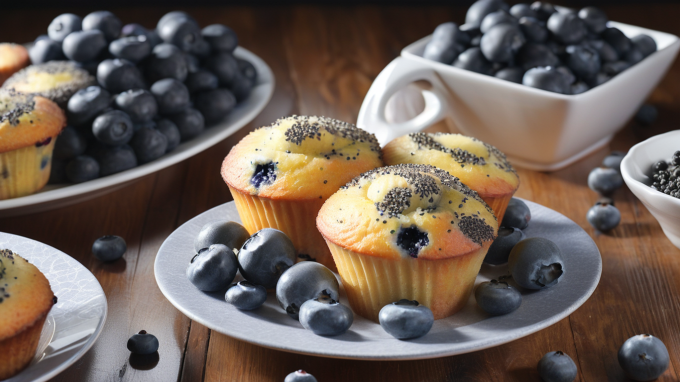 Muffiny cytrynowe z makiem i jagodami