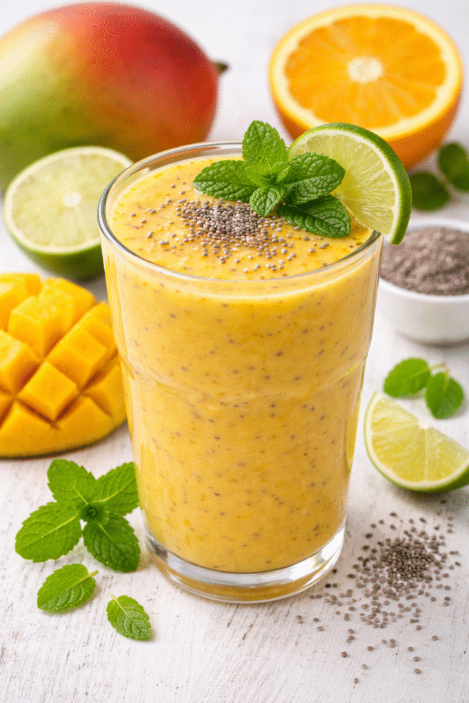 Mango smoothie z chia i miętą